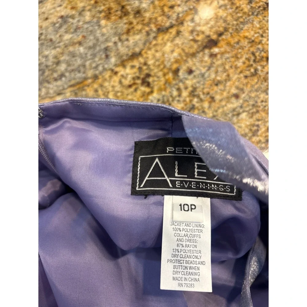 (READ) Alex Evenings 10P Lavender Shimmer Beaded Maxi Dress & Sheer Jacket Set